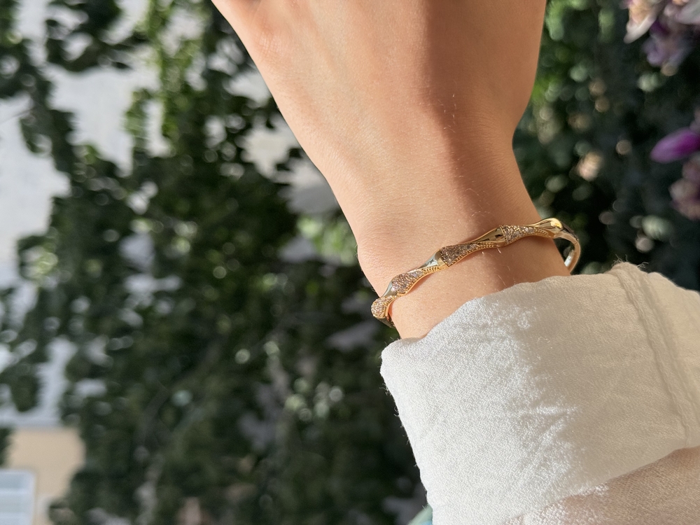 Taşlı gold kelepçe bileklik | Nirvana Accessoryy