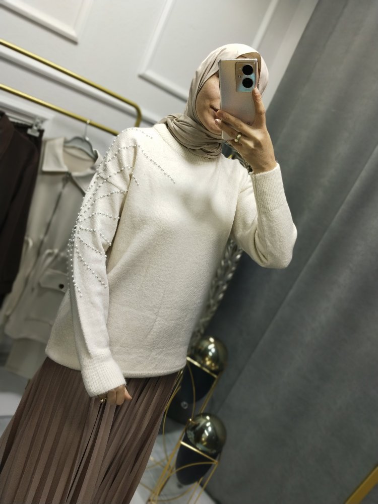 ANGORA İNCİLİ BLUZ