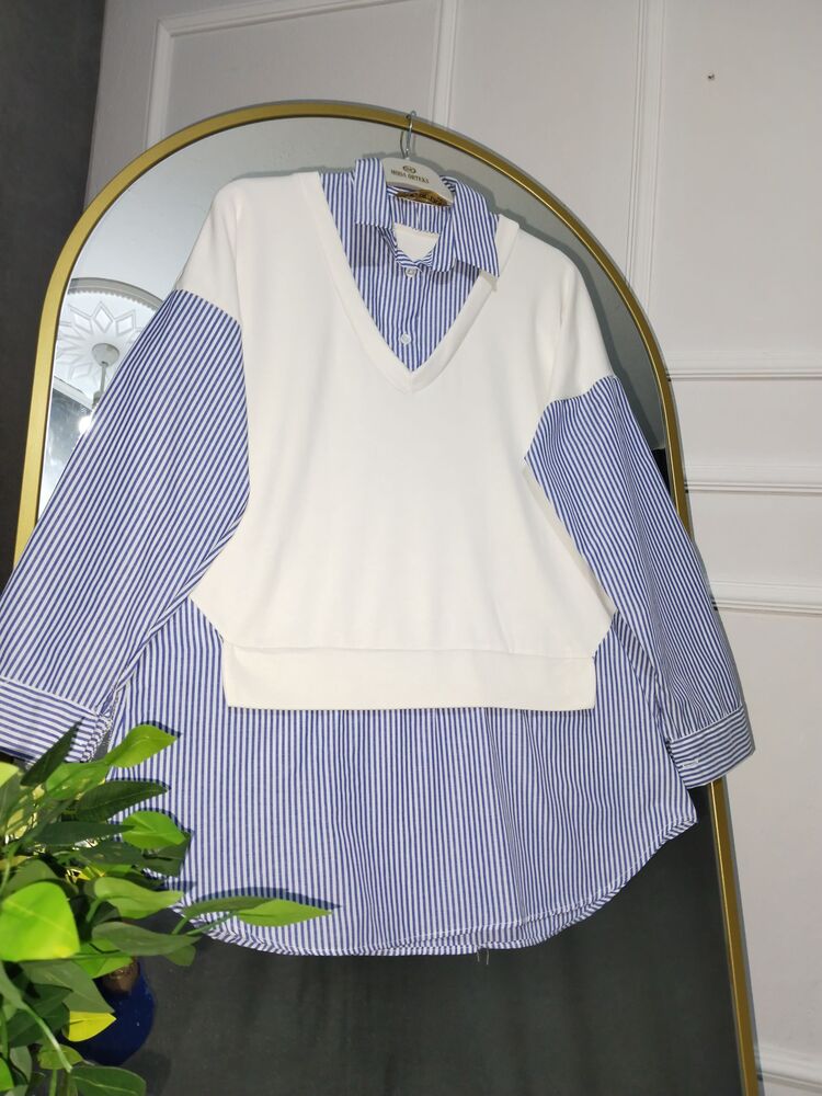 ÇİZGİLİ SÜVETERLİ GÖMLEK TUNİK