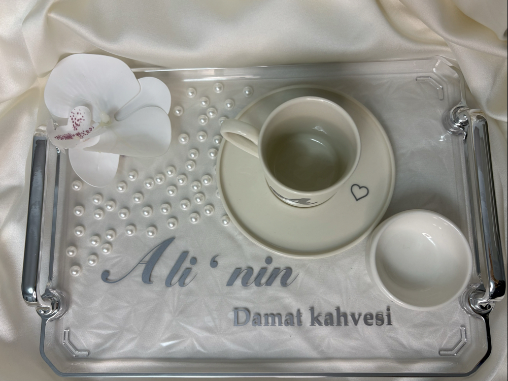 İncili kahve tepsisi