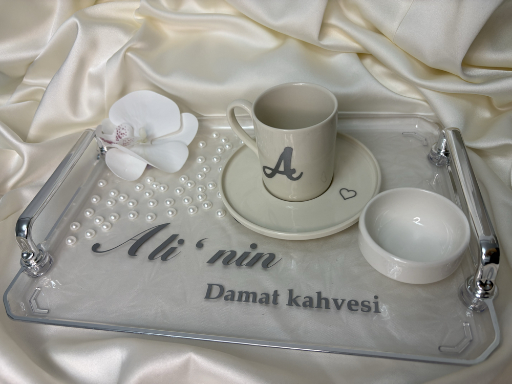İncili kahve tepsisi