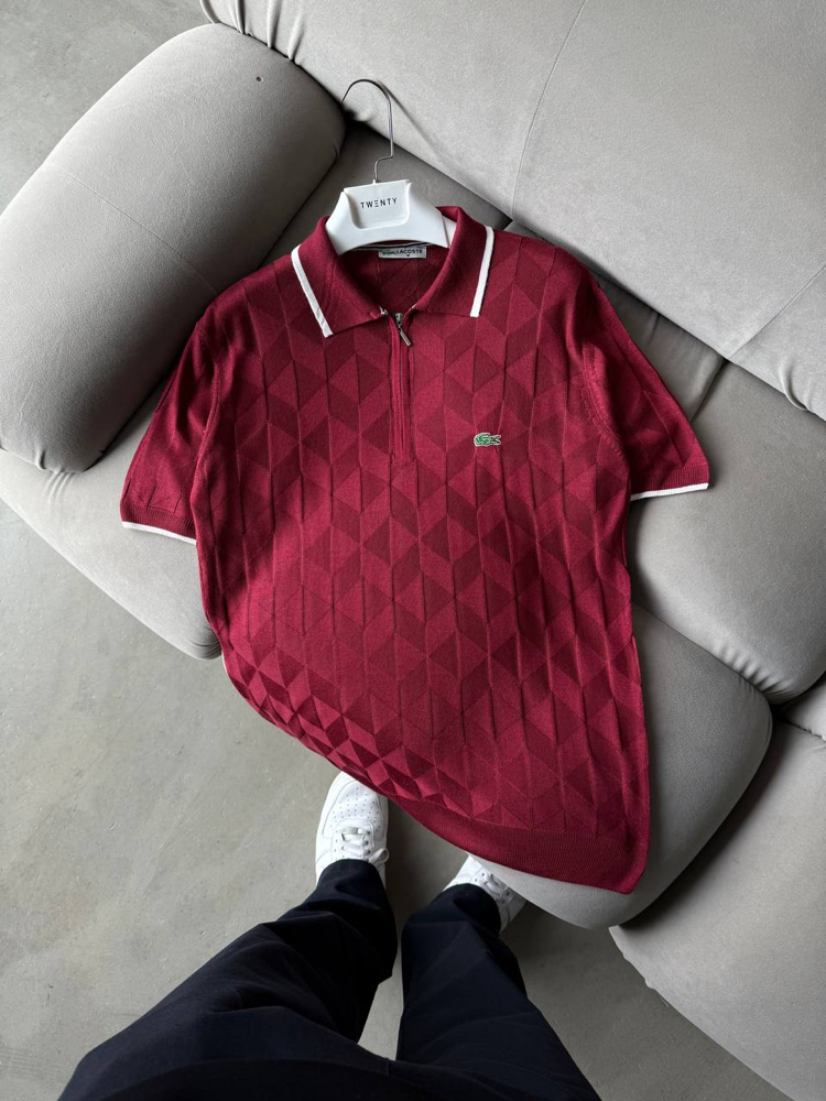 LACOSTE Fermuarlı Polo T-shirt Bordo