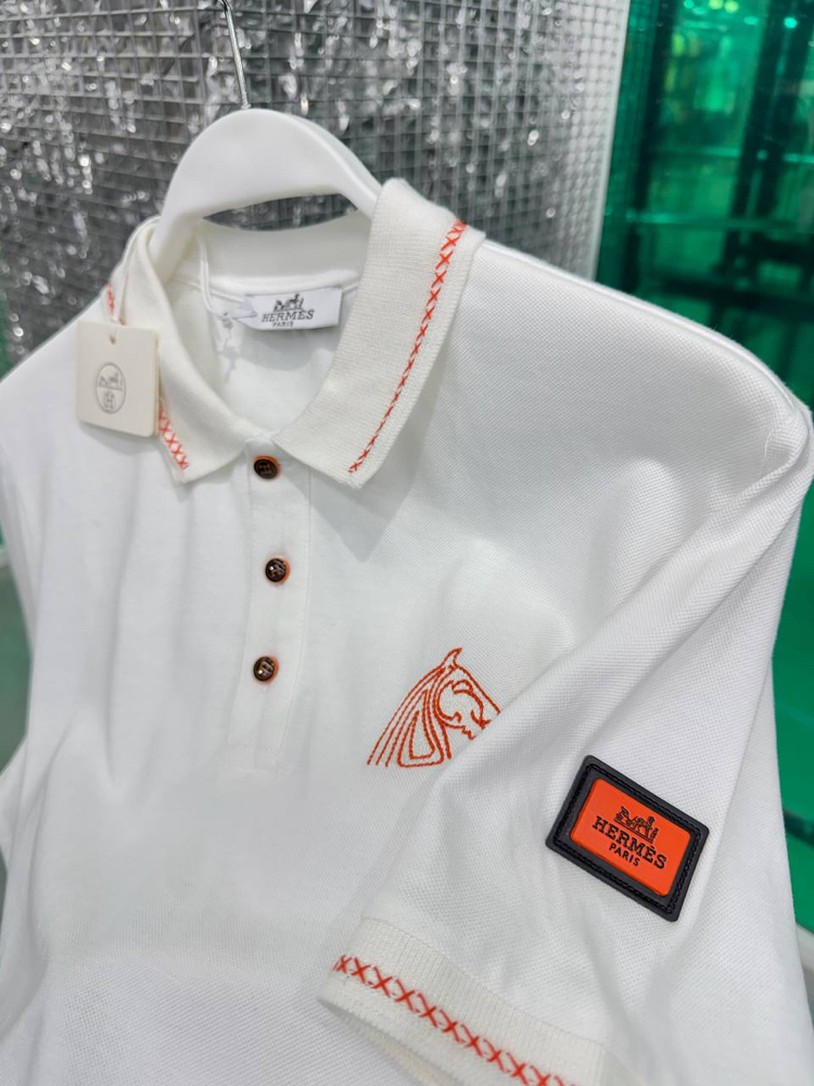 HERMES Beyaz Polo Yaka T-Shirt