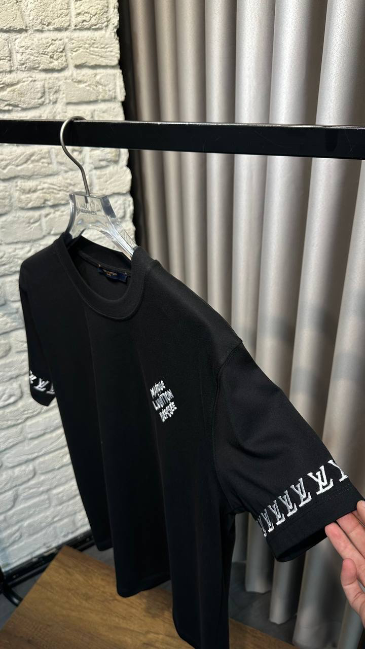 LV Siyah Pamuklu T-Shirt