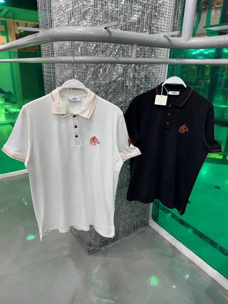 HERMES Beyaz Polo Yaka T-Shirt