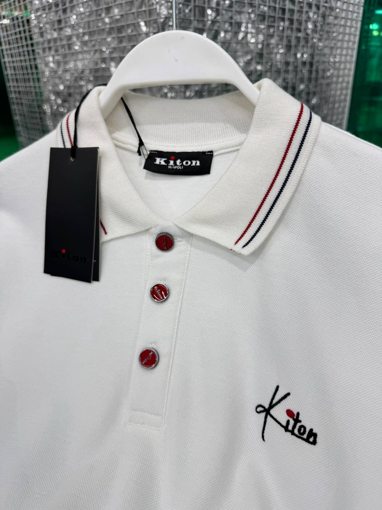 KITON Beyaz Polo Yaka T-Shirt