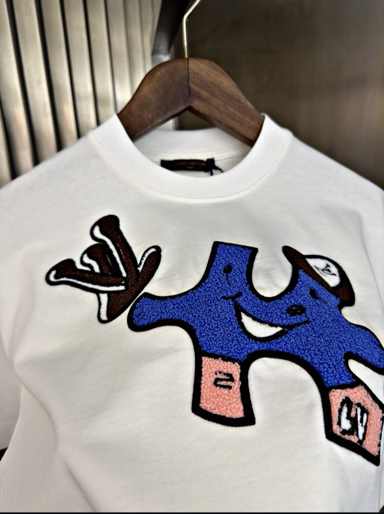 LOUIS VUITTON Kabartmalı T-shirt Beyaz