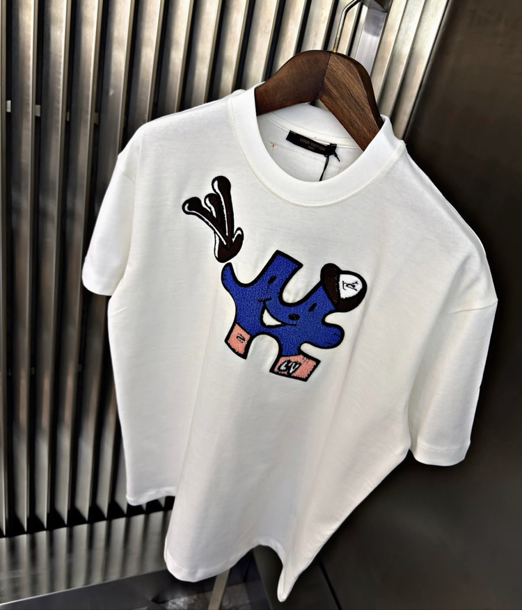 LOUIS VUITTON Kabartmalı T-shirt Beyaz