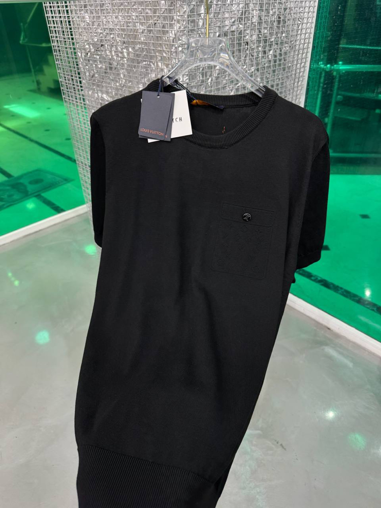 LV Siyah Triko Pamuklu T-Shirt