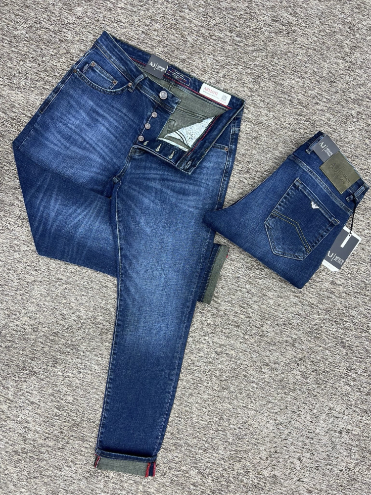 ARMANI JEAN Green Washed Blue Denim