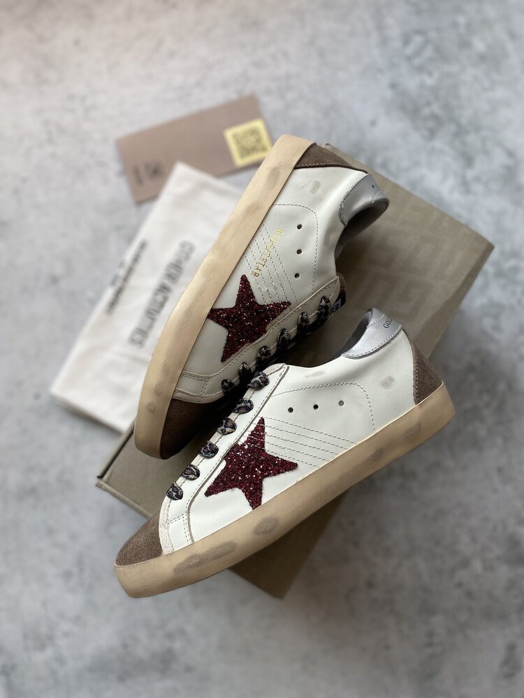Golden Goose Sstar Women Burgundy Shimmer Leopard Lace (Trend)