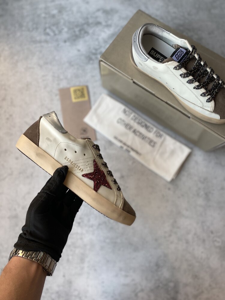 Golden Goose Sstar Women Burgundy Shimmer Leopard Lace (Trend)