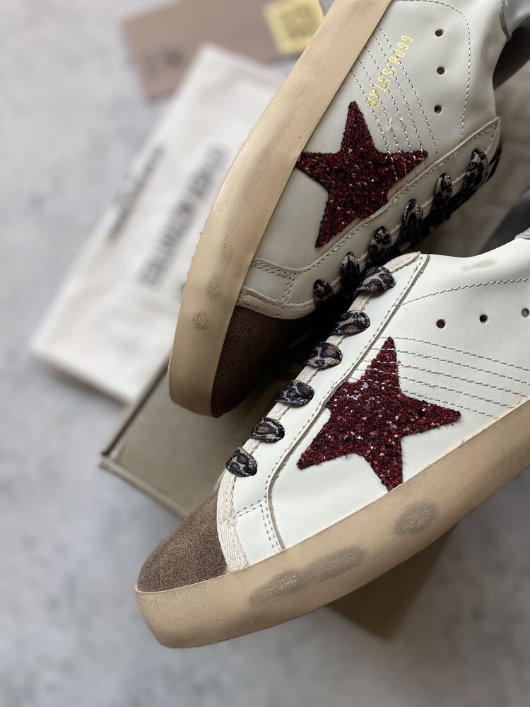 Golden Goose Sstar Women Burgundy Shimmer Leopard Lace (Trend)