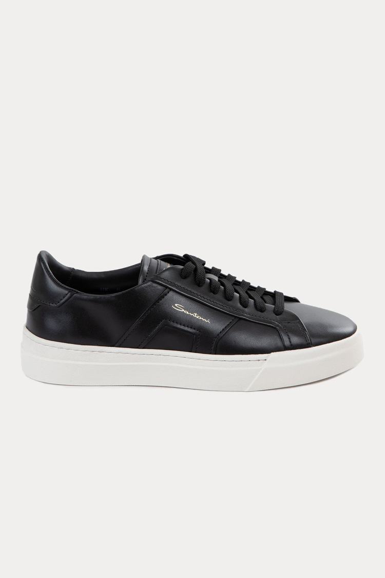 Santoni Classic Double Buckle Black White