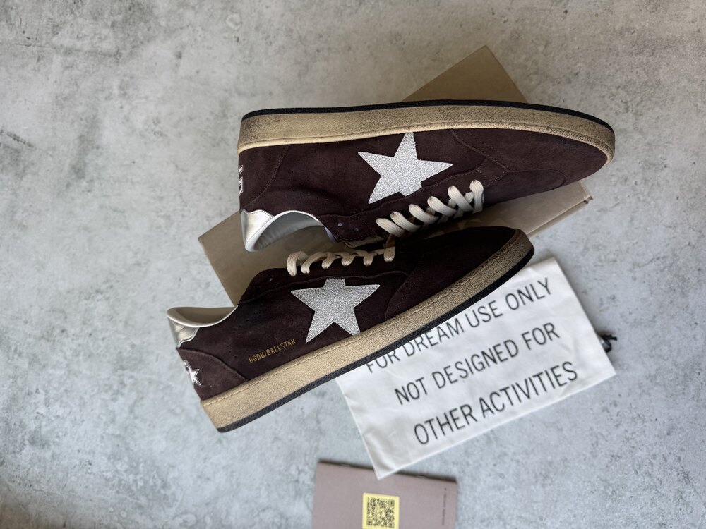 Golden Goose Ballstar Brown Suede Shimmer Star
