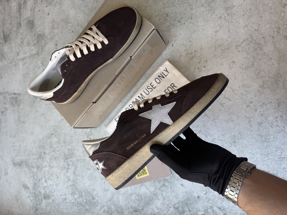 Golden Goose Ballstar Brown Suede Shimmer Star