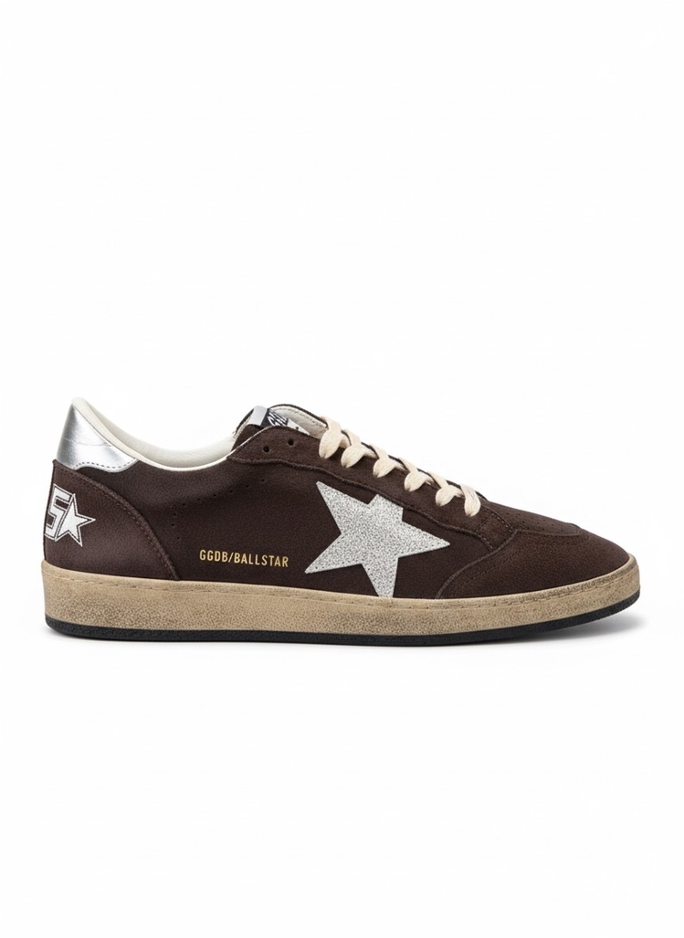 Golden Goose Ballstar Brown Suede Shimmer Star