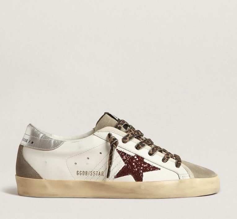 Golden Goose Sstar Women Burgundy Shimmer Leopard Lace (Trend)