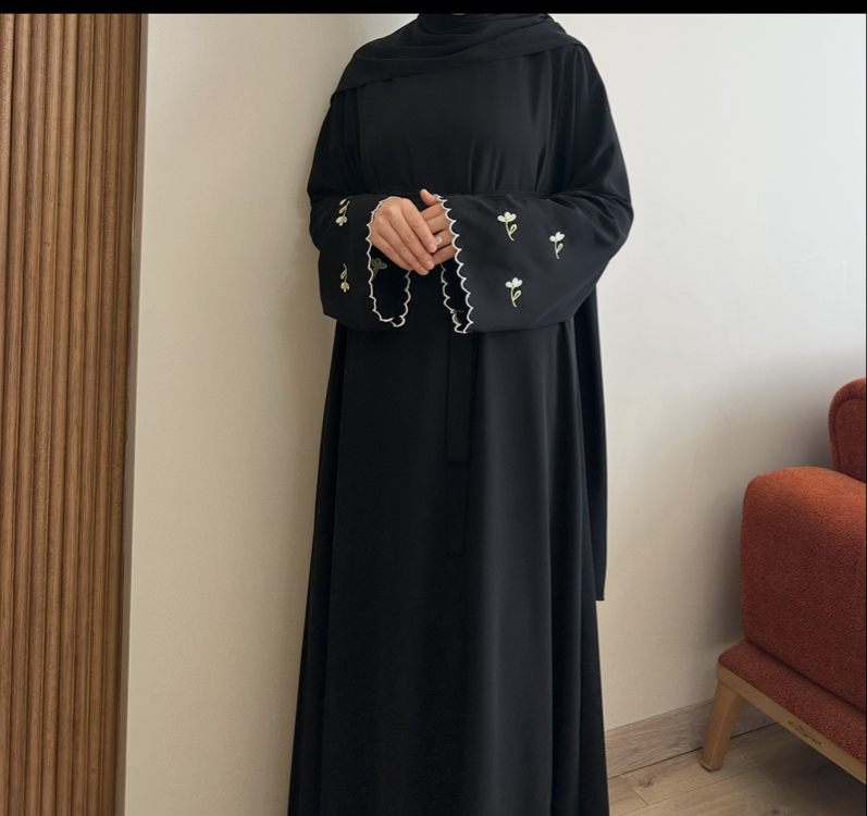 NEVA NAKIŞLI ELBİSE SİYAH (kargo ücretsiz )