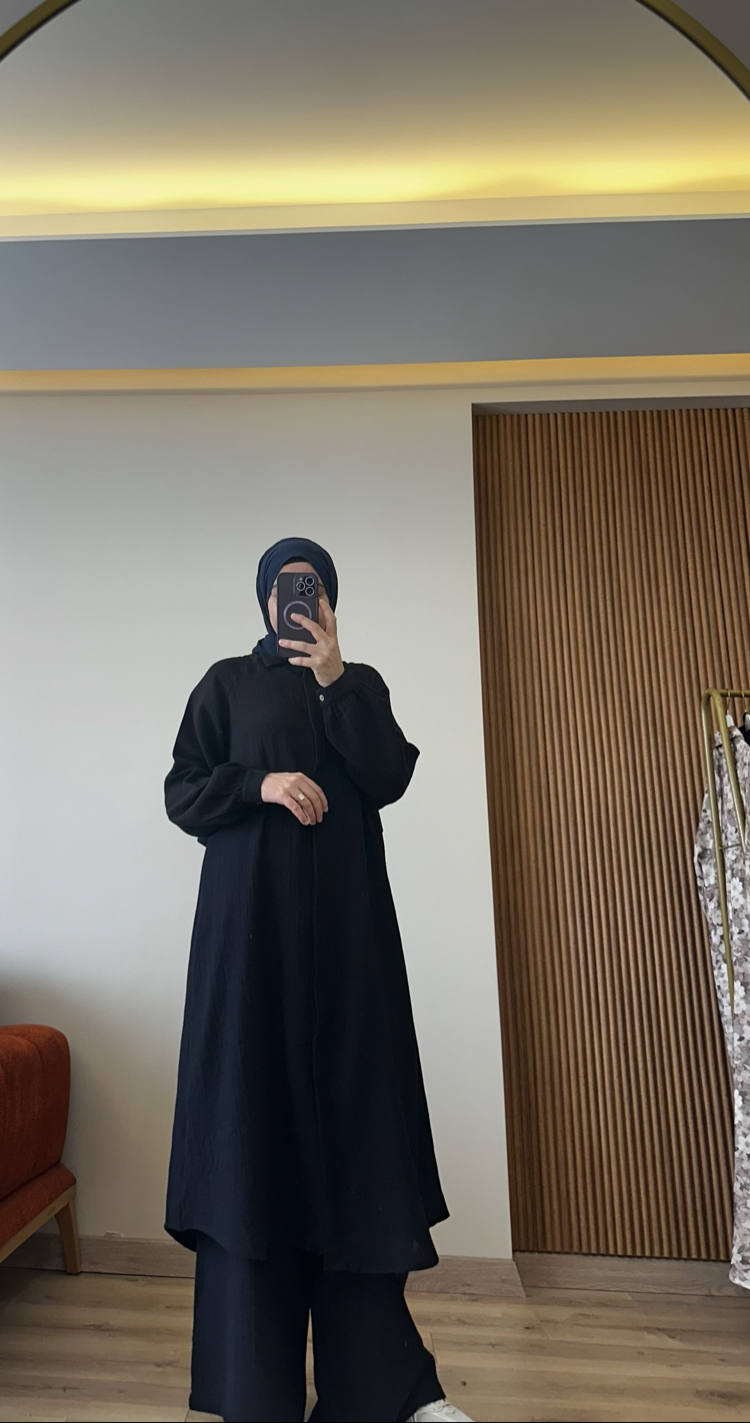 Müslin  takım  siyah ( kargo ücretsiz )