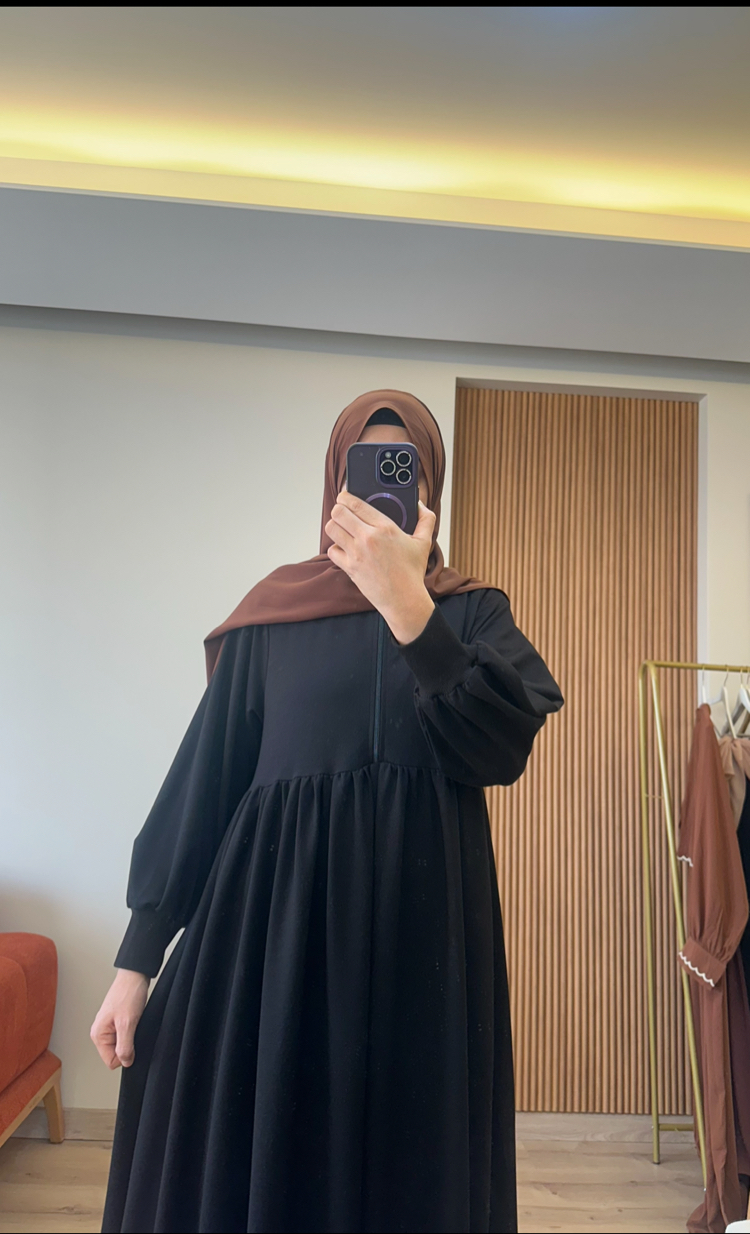 Fermuar yaka sweat elbise 