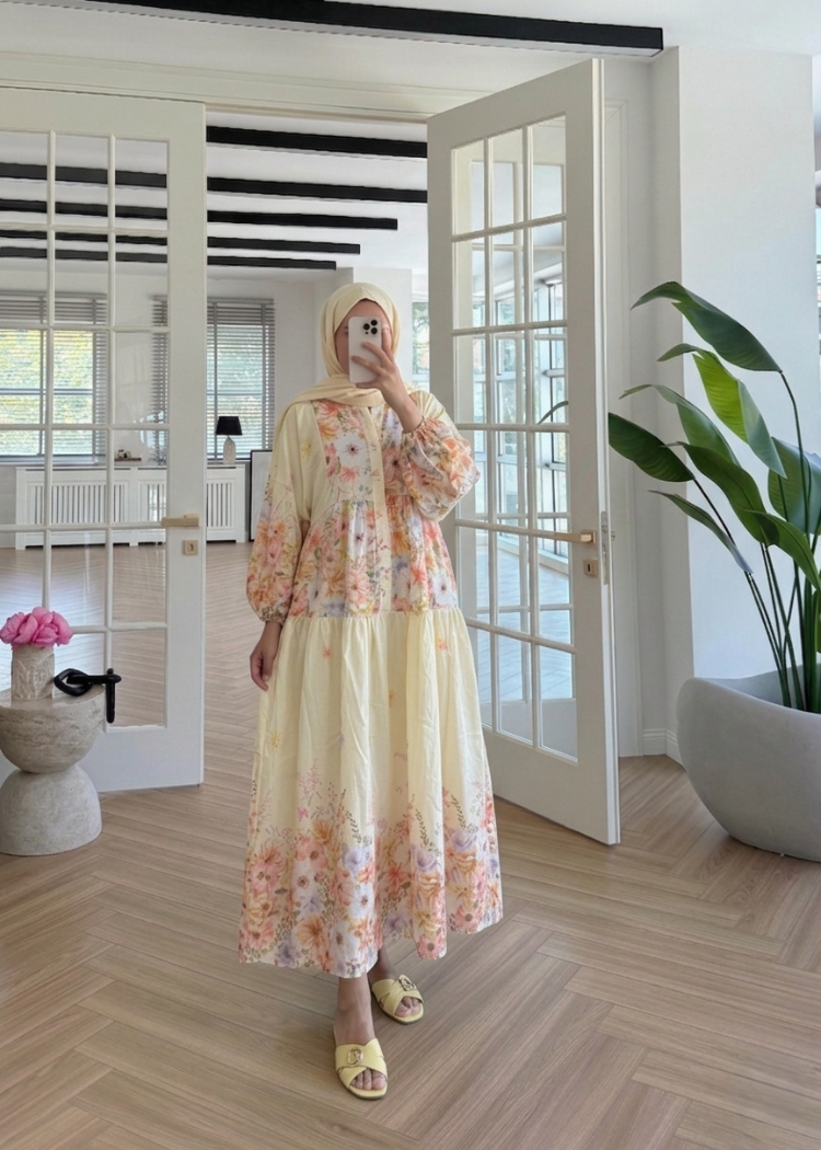 YENİ SEZON ÇİÇEK DESENLİ MANGO KUMAŞ ELBİSE