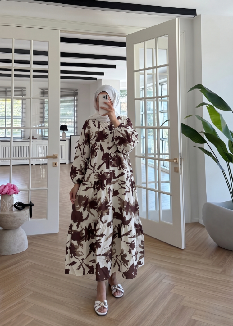 YENİ SEZON DESENLİ MANGO KUMAŞ ELBİSE