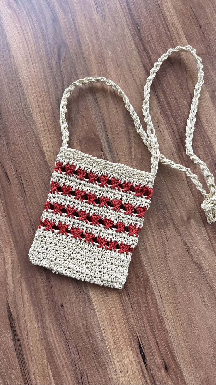 Kırmızı krem mini çapraz çanta