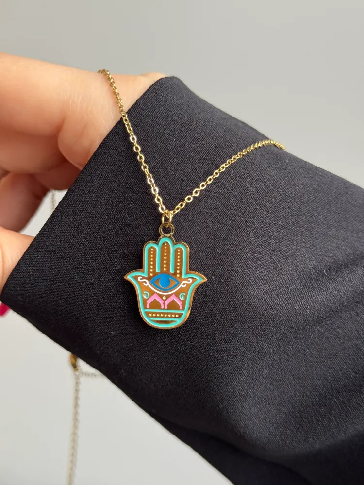 Çelik Hamsa Kolye