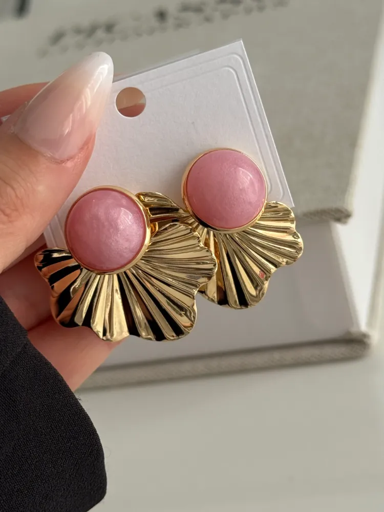 Pembe Taşlı Küpe