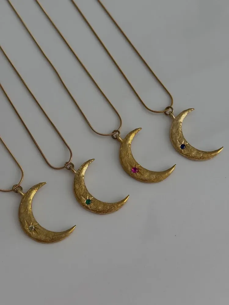 Vintage Moon Kolye/Kırmızı