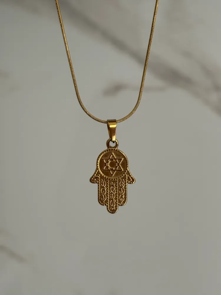 Çelik Hamsa Kolye