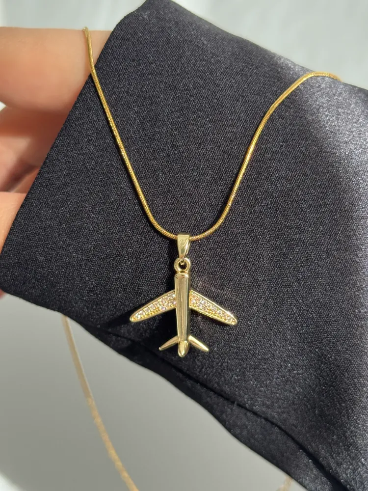 Gold Uçak Kolye