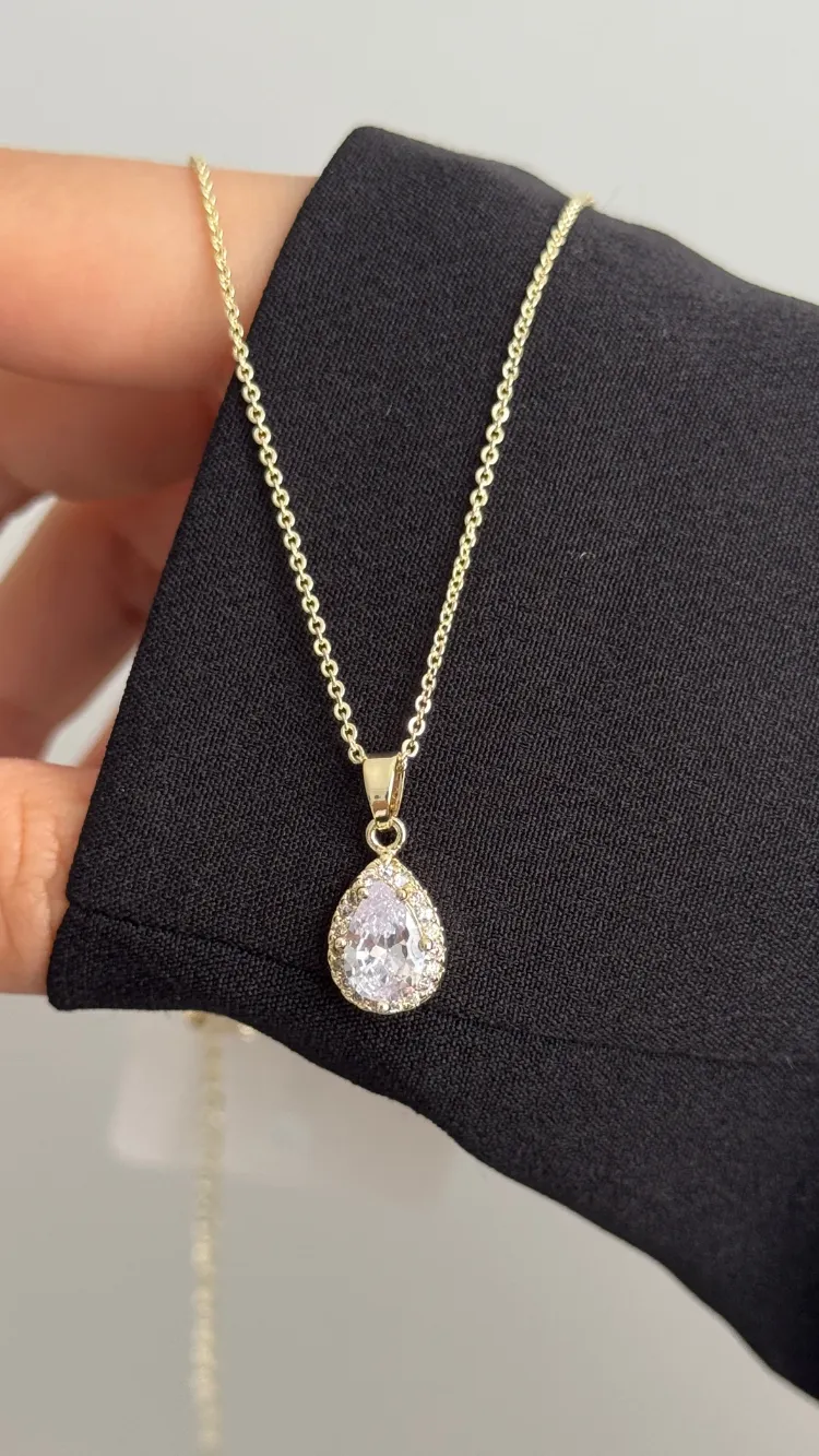 Gold Damla Taş Kolye