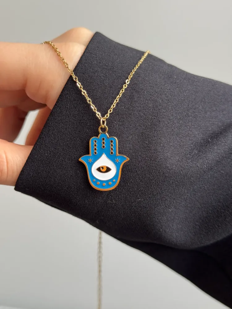 Çelik Hamsa Kolye