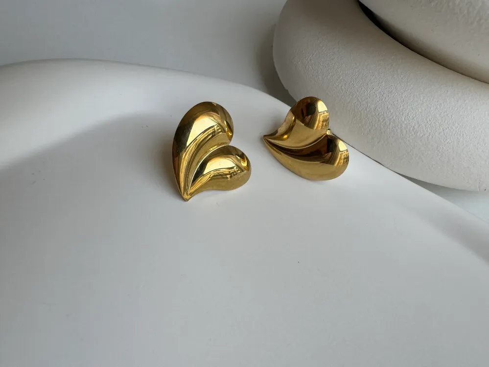 Çelik Gold Kalp Küpe