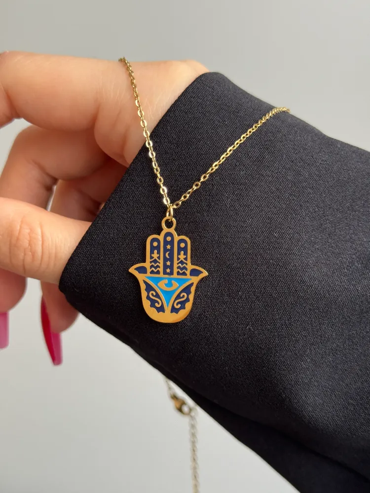 Çelik Hamsa Kolye