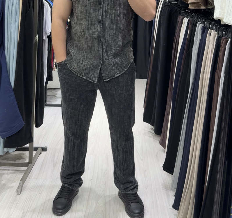 Keten pantolon yıkama kumaş