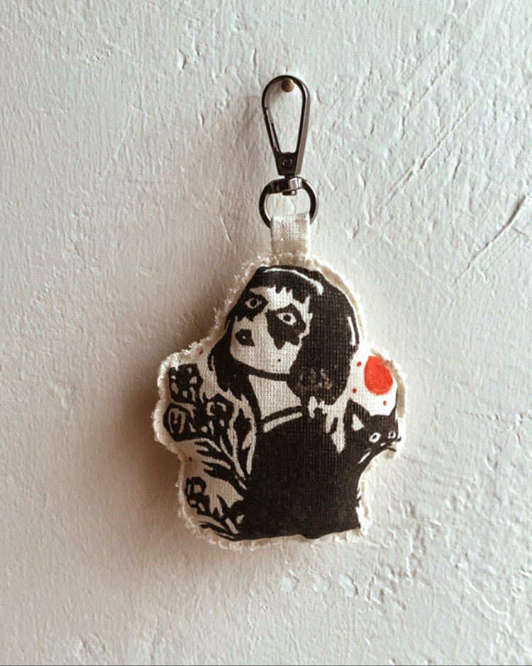 El yapımı Charm - Linol Baskı - Bagged Trouble IV