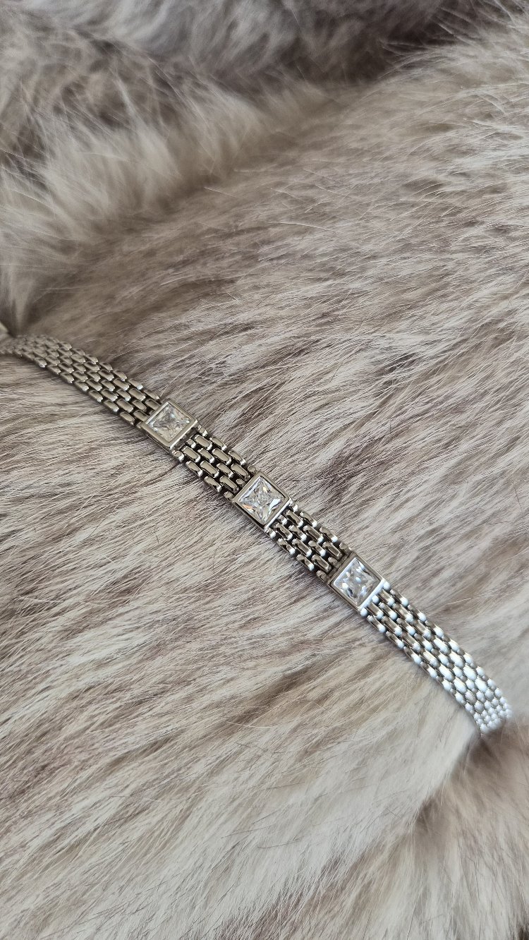 3 taşlı silver bileklik