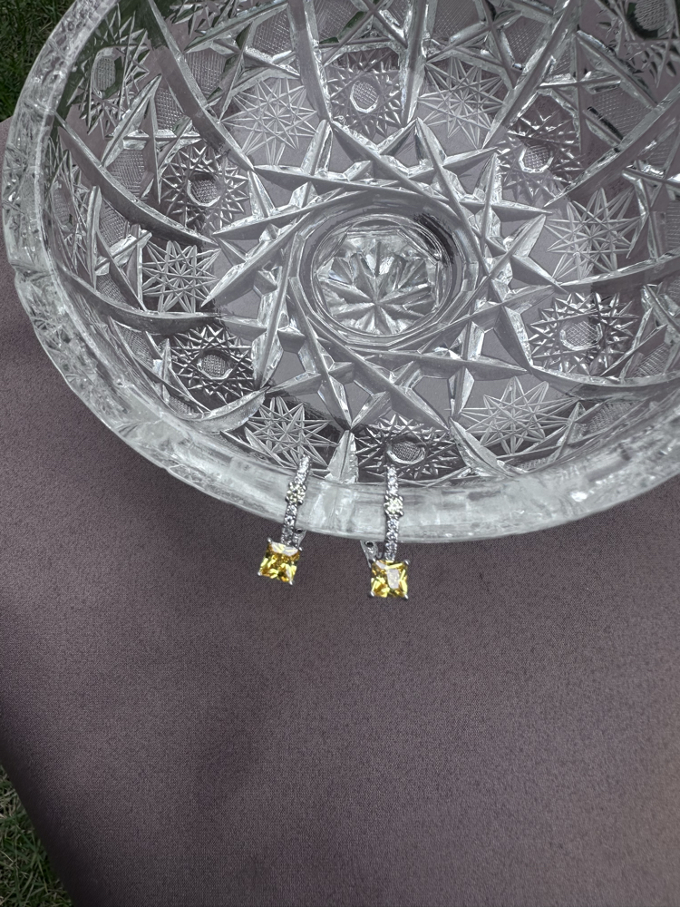 Sarı Taşlı Silver Küpe