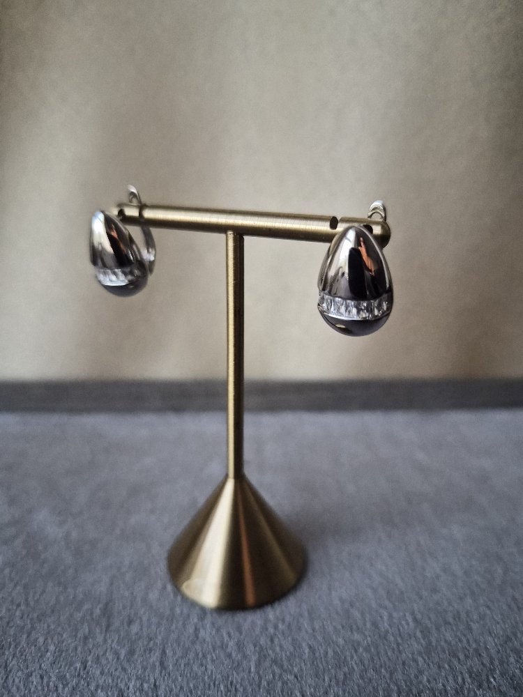Silver Minimal Taş Detaylı Küpe