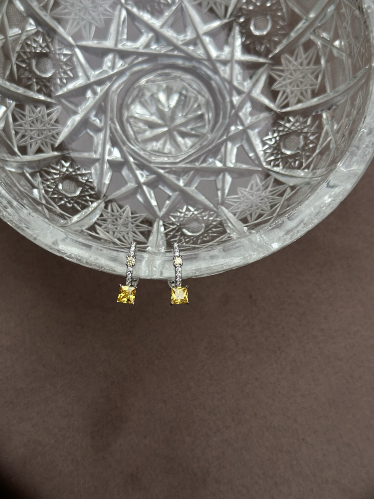 Sarı Taşlı Silver Küpe