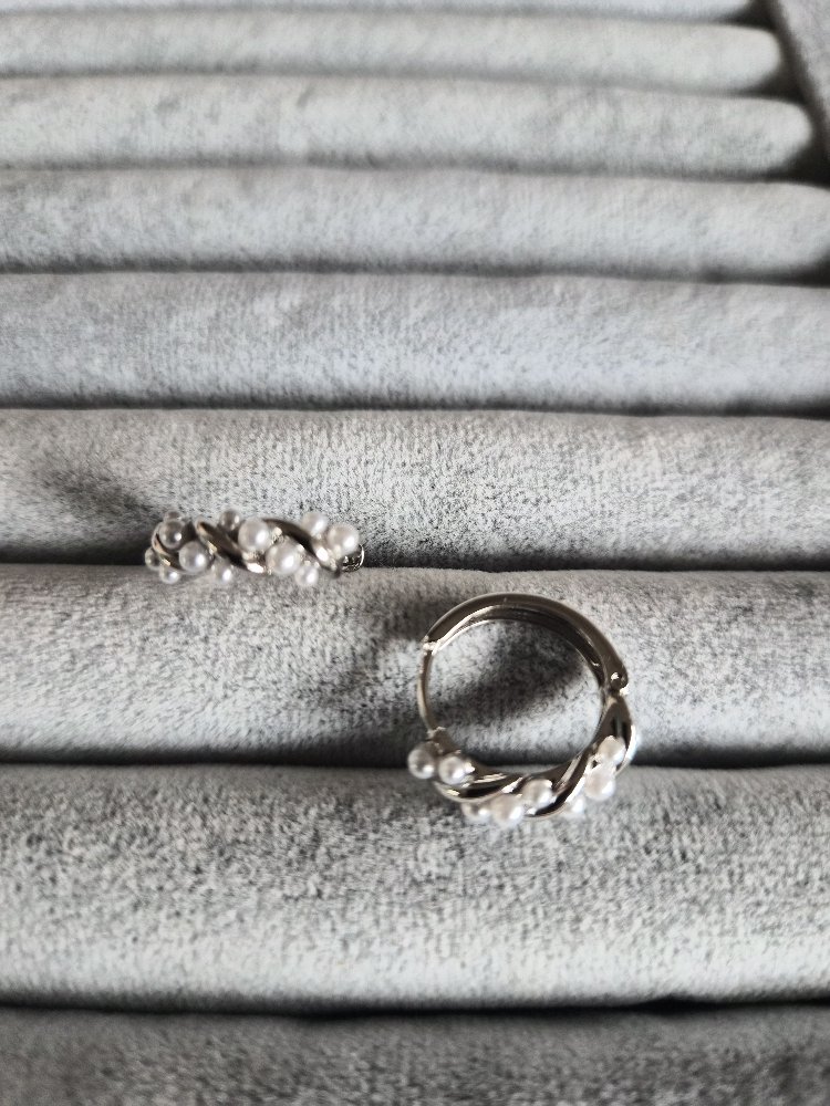 İnci Detaylı Silver Halka Küpe