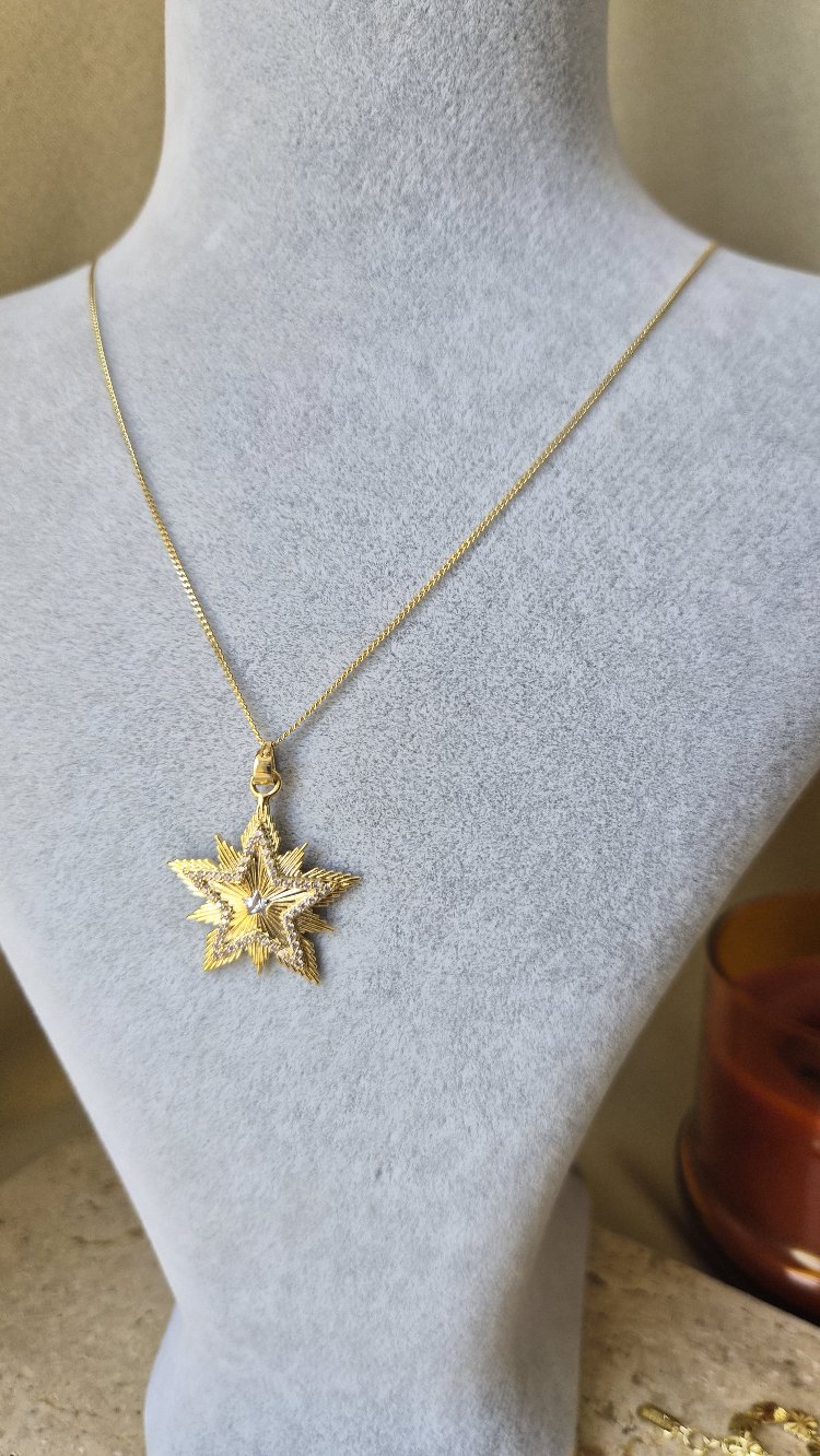 Gold Taşlı Yıldız Kolye 