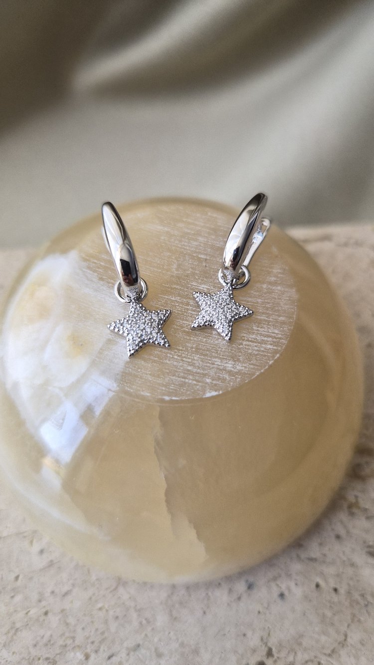 Silver Yıldız Detaylı VIP Küpe