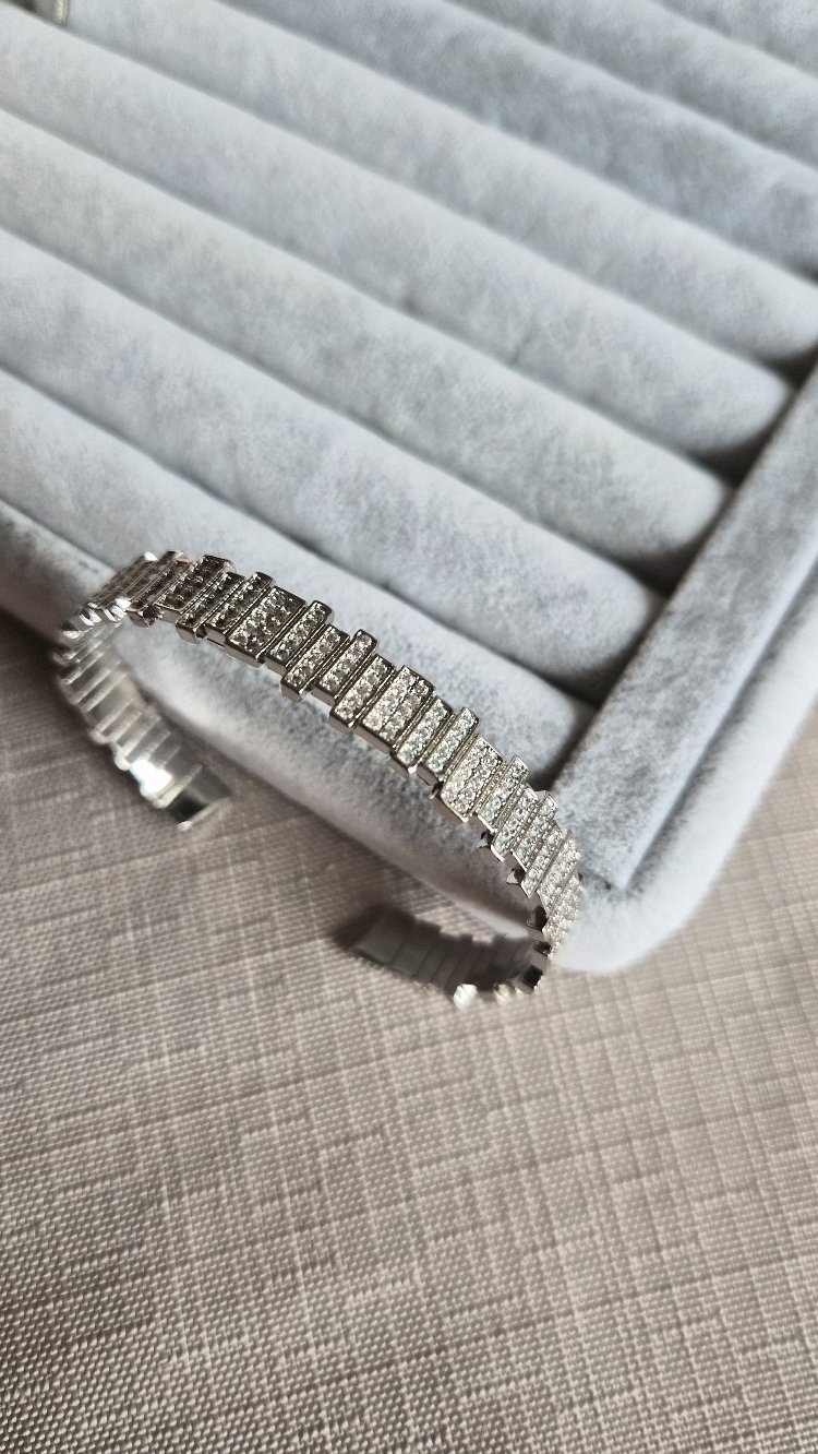 VIP Silver Zirkon Taşlı kelepçe