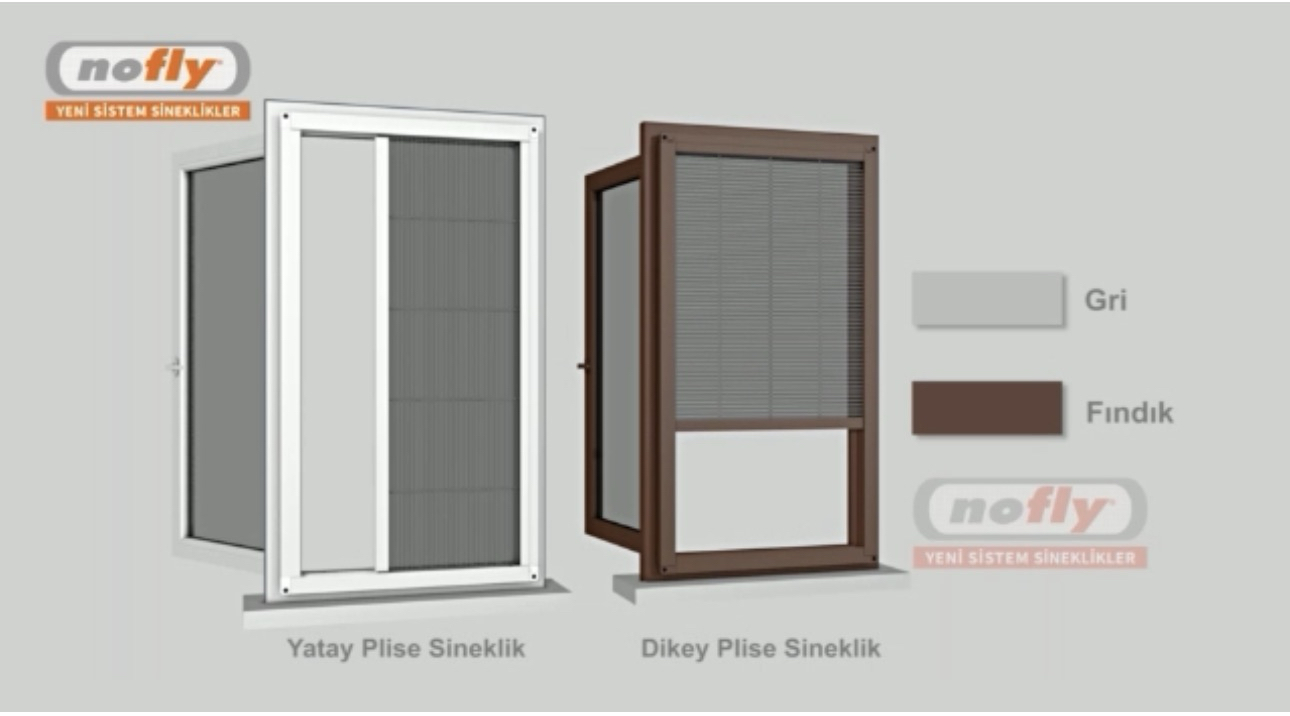 Nofly yatay çalışır en 0-60 * boy 90-130 Boyalı renkli Sineklik
