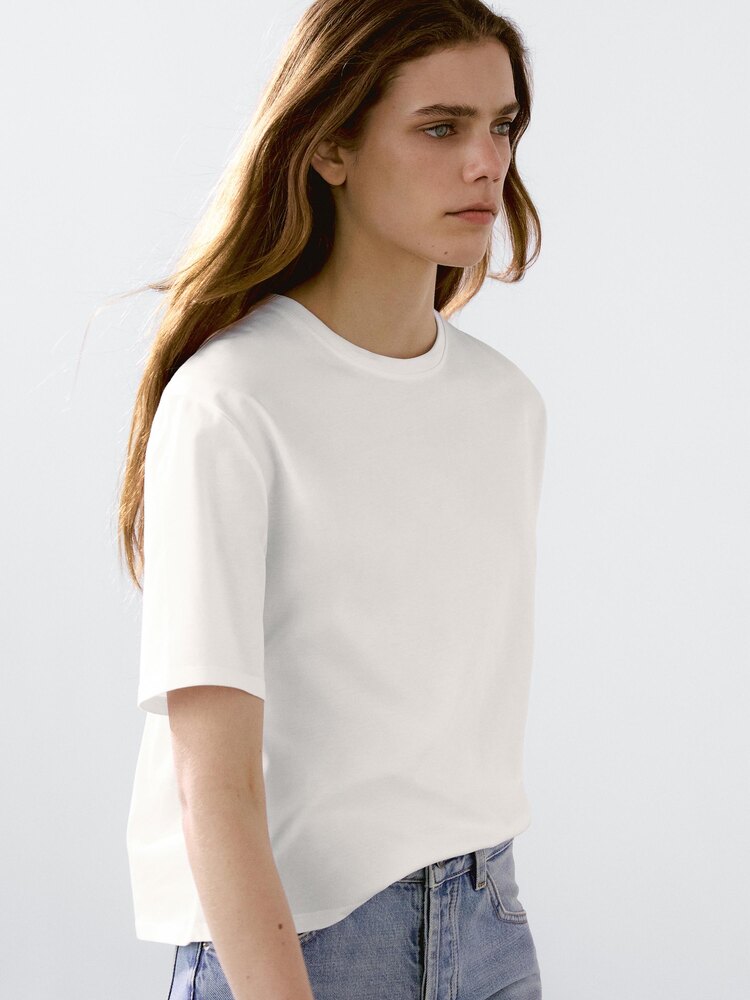 Massimo Dutti Basic Beyaz Tişört