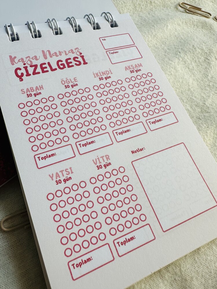 10 yıllık Oruç ve Kaza Namazı Defteri